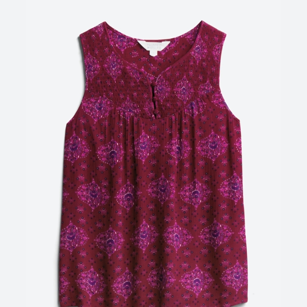 Boho style smock sleeveless top 2X by Magnolia Grace